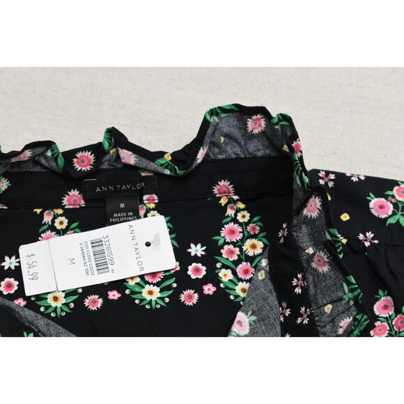 Ann Taylor Blouse Womens Medium Sleeveless Floral Button Front Top New - Picture 7 of 8